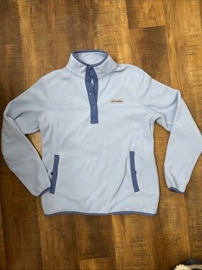 Columbia Pullover Jacket Womens LG light blue W Foster Creek Fleece Snap Front